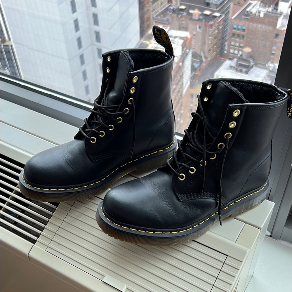 Dr. Martens Black Leather Lace-Up Boots